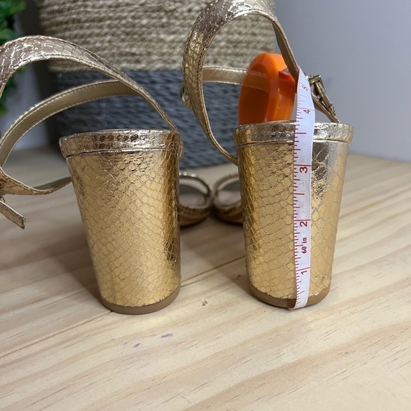 gianni BINI MCKARIA SAND GOLD BLOCK HEEL SLINGBACK DRESS SANDALS Size 7 - Picture 11 of 11